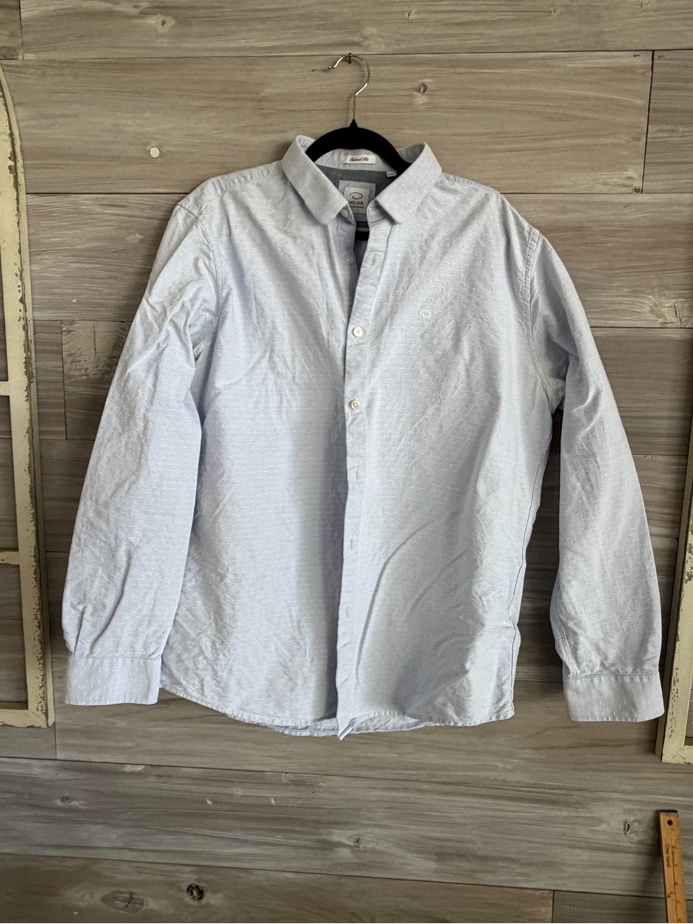 Oscar de la Renta Tailored Fit Light Blue Button-Down Shirt